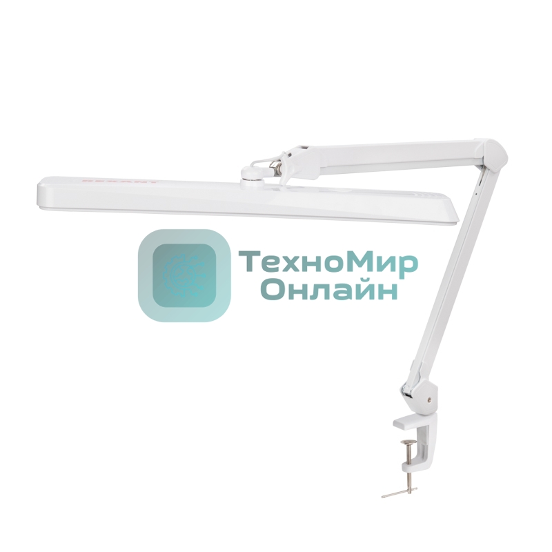 Лампа настольная бестеневая на струбцине Rexant ECO light, 324 SMD LED с диммером, теплый/холодный цвет свечения, белая