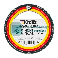 Изолента ПВХ Kranz 0.13х15 мм, 10 м, зеленая (10 шт./уп.)