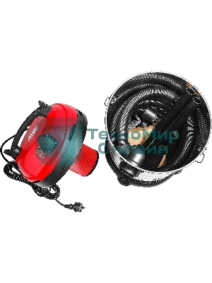 Строительный пылесос ЗУБР ПУ-30-1400 М3 серый/красный, 1400 Вт, уборка сухая/влажная/выдув, пылесборник мешок/контейнер, 30 л