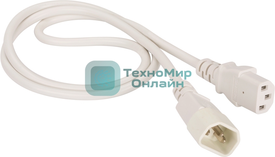 Шнур питания C13-C14, 3х0.75, 220В, 10А, белый, 0.5 метра