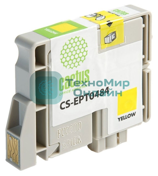 Картридж струйный Cactus CS-EPT0484 желтый (14,4 мл) для Epson Stylus Photo R200/R220/R300/R320/R340/RX500/RX600/RX620/RX640