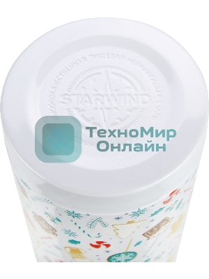 Термос Starwind New Year 11-1000 1 л. белый/рисунок