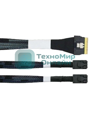 Кабель LR-Link SlimSAS x8 to 2 x miniSAS HD (SFF-8654 x8 - 2 x SFF-8643) Cable, 800мм