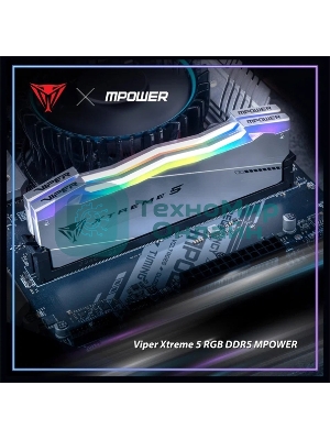 Оперативная память Patriot Viper Xtreme 5, DDR5, 32Gb (2x16Gb), 6400MHz, CL32, DIMM, с радиаторами, RGb, серебристый