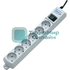 Сетевой фильтр ZIS Pilot S 5 розеток с заземляющим контактом+1 без заземления, шнур 1.8м