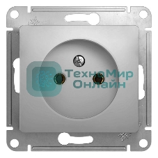 Механизм розетки 1-м СП Glossa 16А IP20 без заземл. алюм. SchE GSL000341