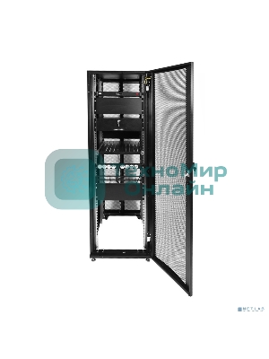 Шкаф серверный ПРОФ напольный 48U (600x1000) дверь перфор. 2 шт., черный, в сборе