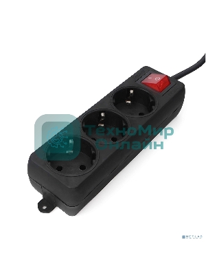 Удлинитель Гарнизон EL-NB-G3-B-3 3р 10А 3 м с выключателем и заземлением, черный