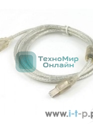 Кабель USB2.0 Pro Cablexpert CCF-USB2-AMBM-TR-10, AM/BM, 3м, экран, феррит.кольца, прозрачный, пакет