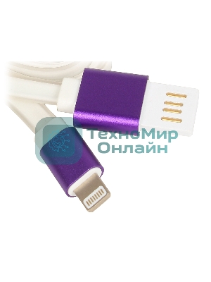 Кабель Gembird USB 2.0 Cablexpert AM/Lightning 8P, 1м, силиконовый шнур, разъемы фиолетовый металлик, пакет