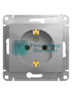 Механизм розетки 1-м СП Glossa 16А с заземл. алюм. SchE GSL000343