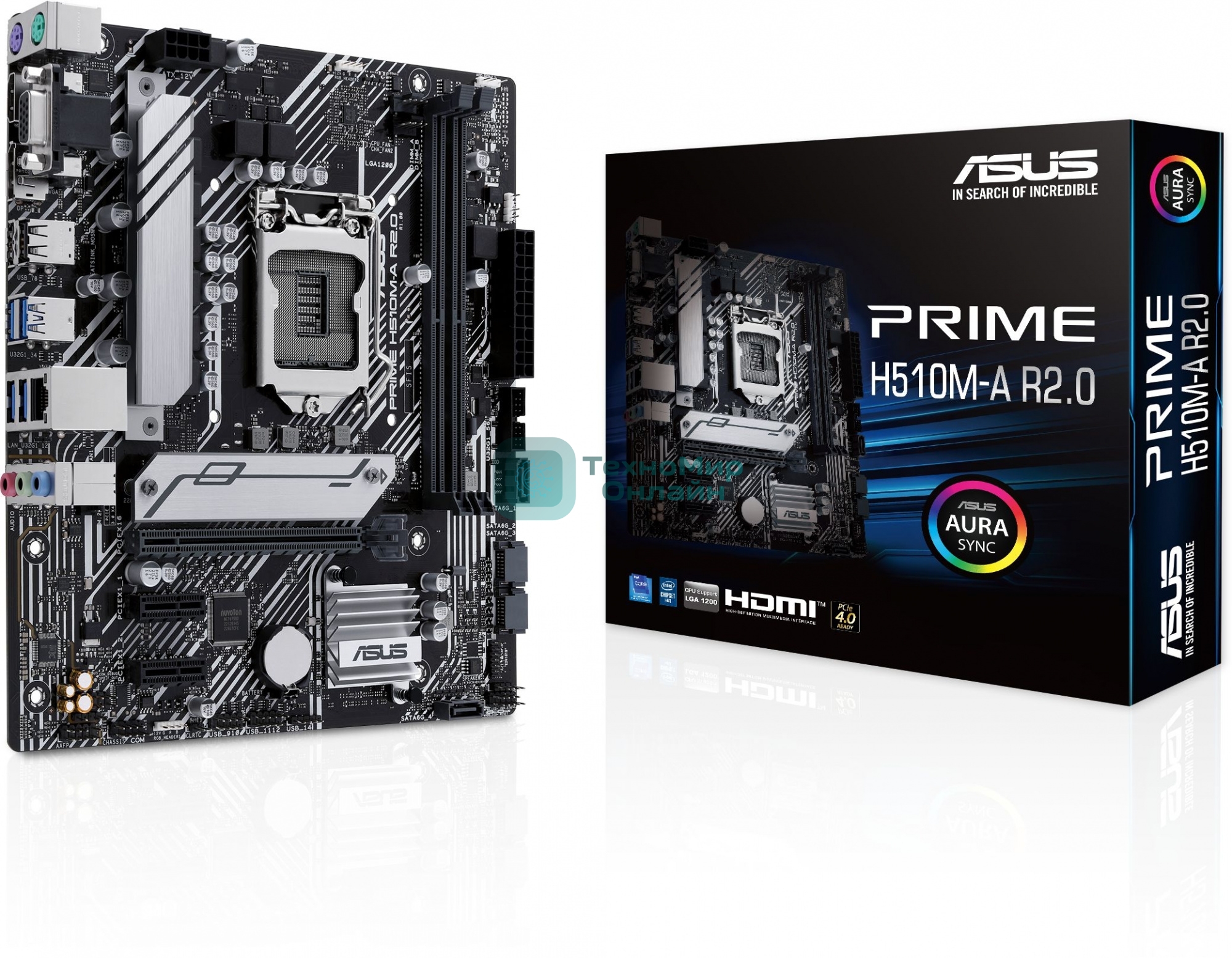 Материнская плата ASUS PRIME H510M-A R2.0, LGA 1200, Intel H470, 2xDDR4, 4xSATA, 1xM.2, 1xPCI-E 4.0 x16, 2xPCI-E x1, 1xHDMI, 1xDP, 1xVGA, 4xUSB-A 3.2 Gen 1, 2xUSB-A 2.0, 1x 1Gb LAN, 3x3.5 мм, 7.1, Micro-ATX