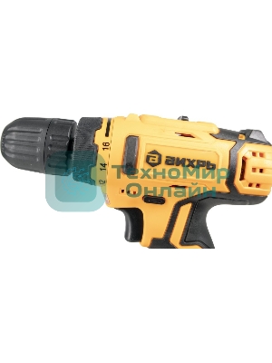 Дрель-шуруповерт аккумуляторная Вихрь ДА-16Л-2К 72/14/32, Аккумуляторная, 16В, 2 АКБ, Кейс