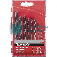 Набор сверл Matrix по дереву,3-4-5-6-7-8-9-10 мм, 8шт., шестигран. хвостовик, пластиковый кейс