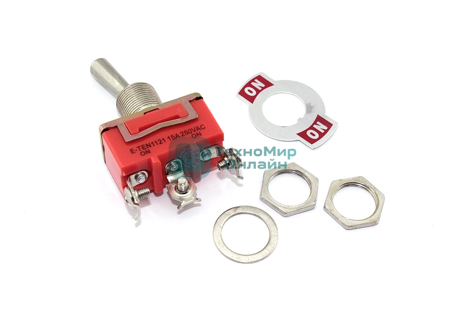 Тумблер E-TEN1121, 250V, 15А, 3 контакта, клеммы под винт, ON-ON