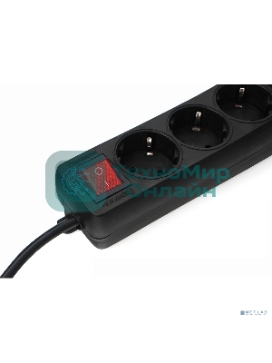 Удлинитель Гарнизон EL-NB-G3-B-3 3р 10А 3 м с выключателем и заземлением, черный