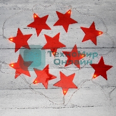 Гирлянда светодиодная Neon-night Звездопад красная 10 LED, 2,25 м, прозрачный ПВХ, теплый белый свет свечения, 2 х АА (батарейки не в комплекте)