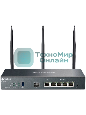 VPN-маршрутизатор TP-Link ER706W Omada с гигабитными портами и поддержкой Wi-Fi AX3000, 1 гиг. SFP WAN/LAN, 1 гиг. RJ45 WAN, 4 гиг. RJ45 WAN/LAN, USB 3.0, до 574 М/с на 2,4 ГГц + до 2402 М/с