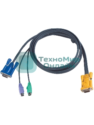 Кабель ATEN KVM Cable 2L-5206P -Кабель для KVM: 2xPS/2(m)+DB15(m) (PC) -на- SPHD15(m) (KVM), 6м