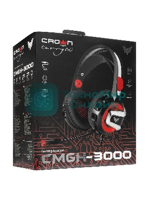 Гарнитура Crown CMGH-3000 чёрный/красный, проводная, подсветка