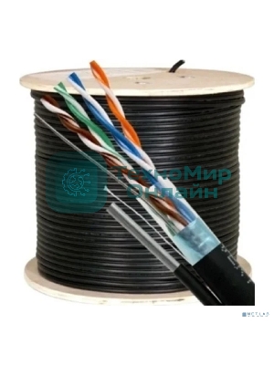 Кабель 5bites FS5525-305BPE-M FTP/SOLID/5E/24AWG/COPPER/PE/BLACK/OUTDOOR/MSGR/DRUM/305M