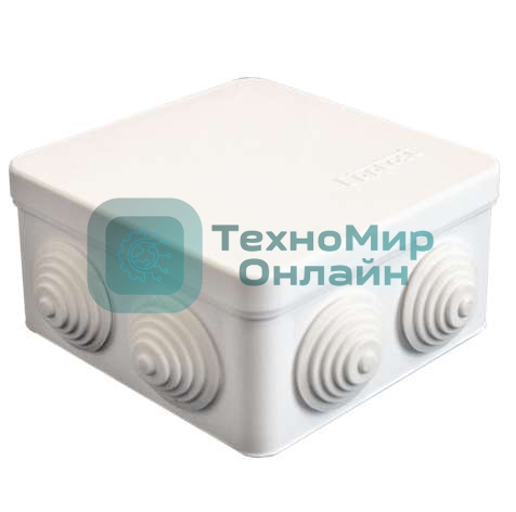 Коробка распределительная ОП 105х105х56 7 выходов 4 гермоввода IP54 крышка защелкивающаяся бел. Epplast 100011