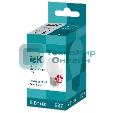 Лампа светодиодная IEK LLE-G45-5-230-40-E27 ECO G45 5Вт шар 4000К белый E27 450лм 230-240В