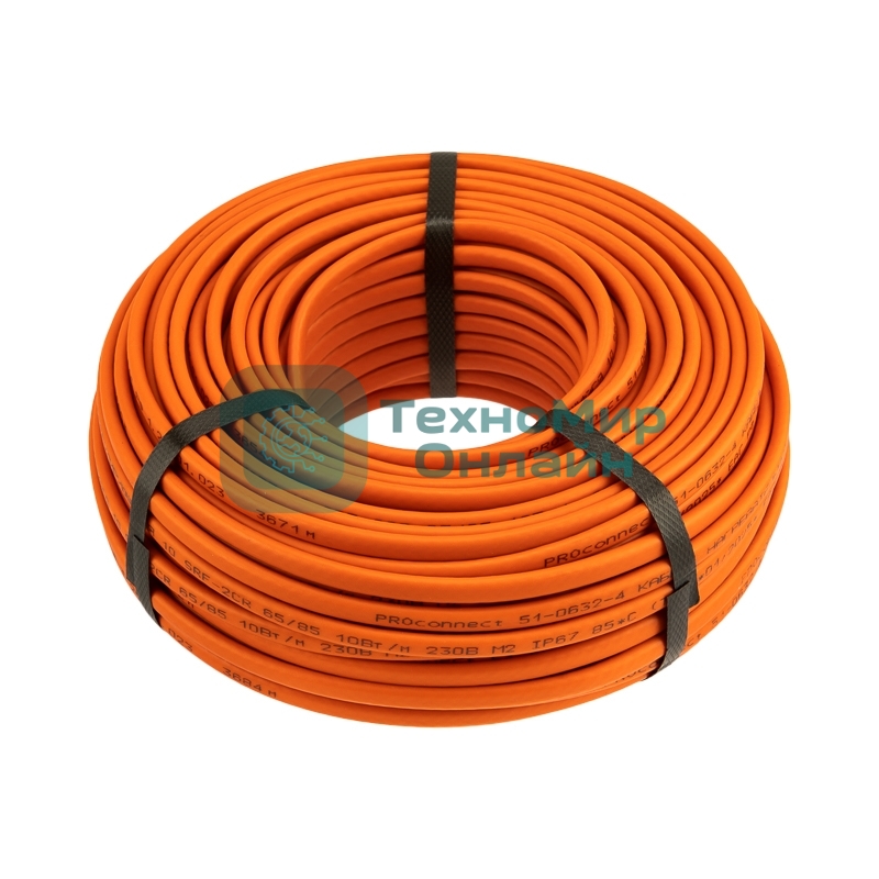 Кабель греющий PROconnect (нагревательный) саморегулирующийся пищевой SRP10-2CR, экранированный, 10Вт/м, 0,5мм2/100м, бухта 50м