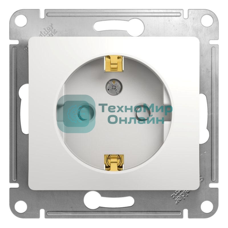 Механизм розетки 1-м СП Glossa 16А защ. шторки с заземл. бел. SchE GSL000145