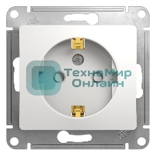 Механизм розетки 1-м СП Glossa 16А защ. шторки с заземл. бел. SchE GSL000145