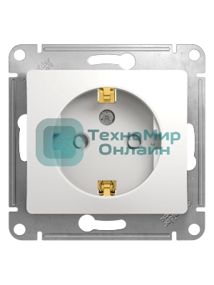 Механизм розетки 1-м СП Glossa 16А защ. шторки с заземл. бел. SchE GSL000145