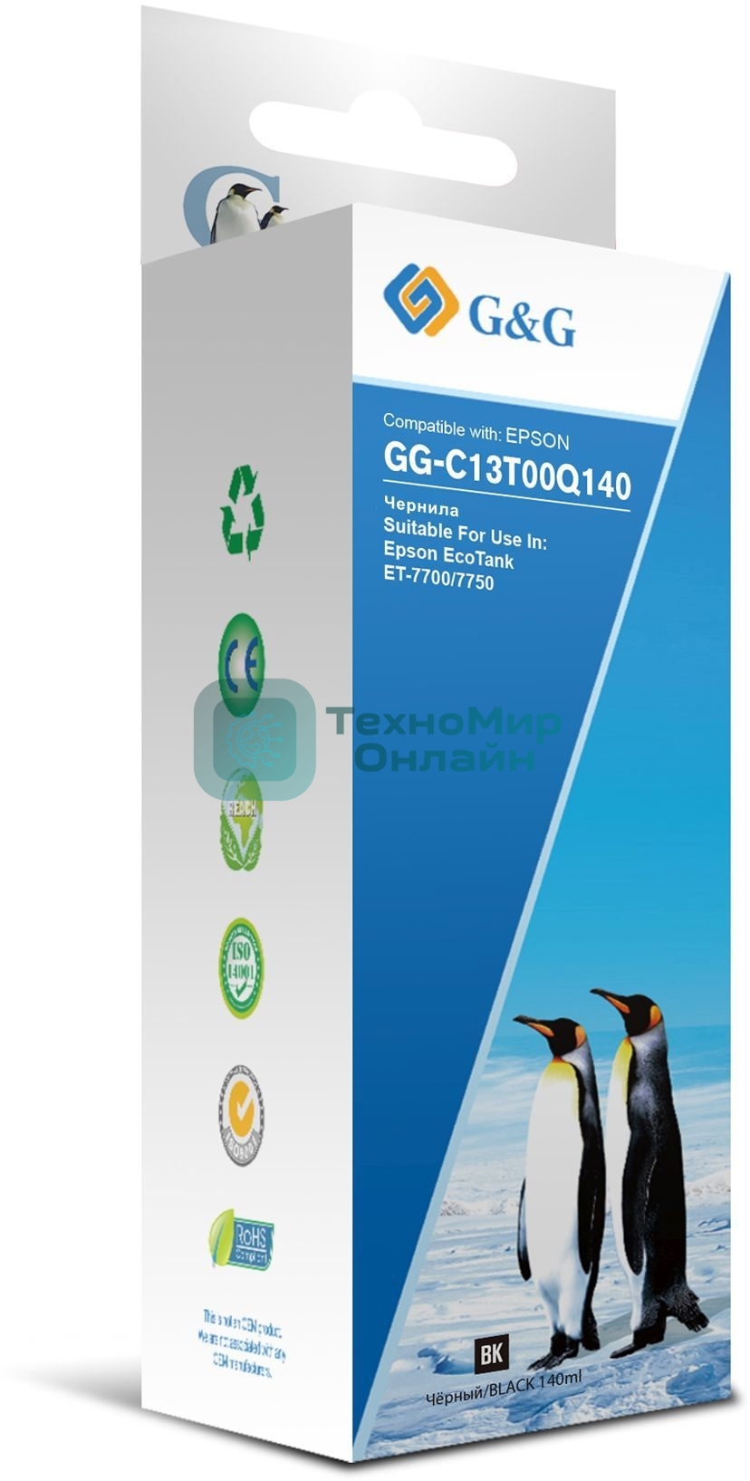 Чернила G&G GG-C13T00Q140 черный140мл для Epson EcoTank 7700/7750