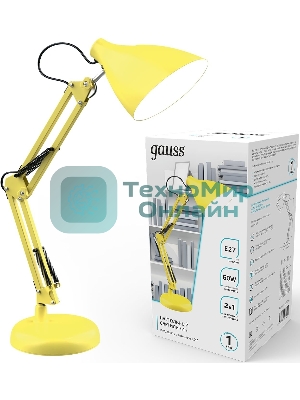 Светильник Gauss GT0035 настольный на струбцине/основание E27 желтый 60Вт