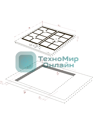 Варочная панель Monsher, газ, High-Tech, 45 см, автоматический электроподжиг, газ-контроль, форсунки под сжиженый газ, SABAF конфорки, чугунные решетки, черный