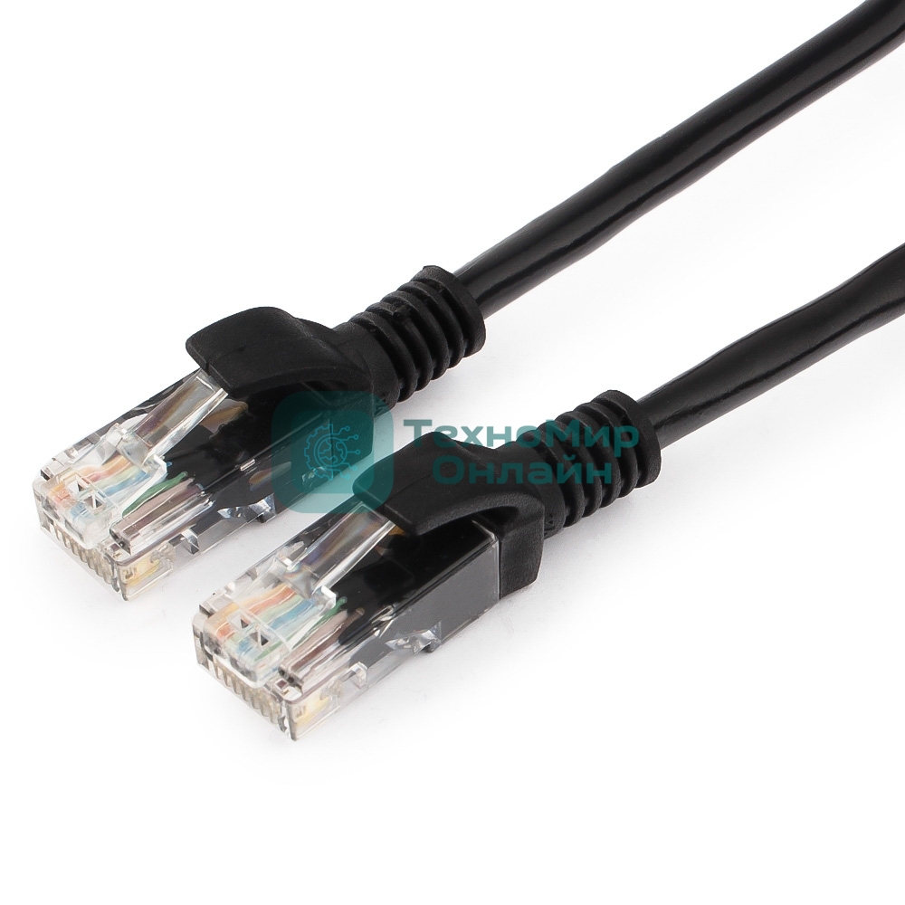 Патч-корд UTP Cablexpert PP12-1.5M/BK кат.5e, 1.5м, литой, многожильный черный