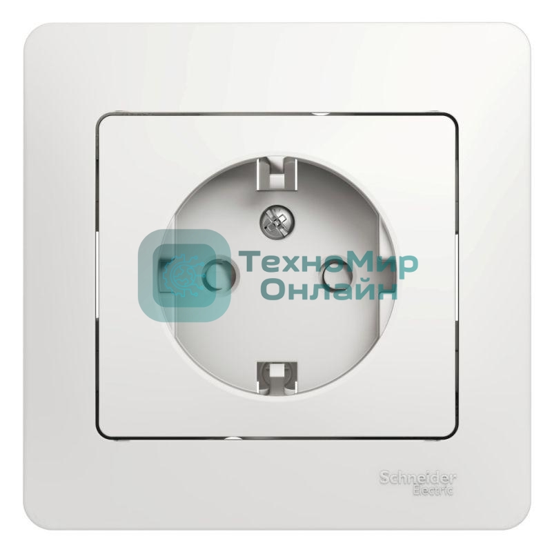 Розетка 1-м СП Glossa 16А защ. шторки с заземл. в сборе бел. SchE GSL000144