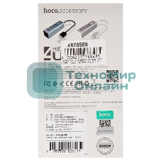Переходник разветвитель Hoco HB1 USB - 4USB (USB 2.0 - 480 Мбит/с), 0.8 м, серый