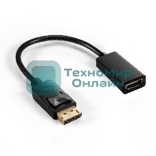 Кабель-переходник DisplayPort-HDMI ExeGate EX-DPM-HDMIF-0.1 (20M/19F, 0,1м)
