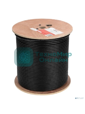 Кабель витая пара Rexant F/UTP, CAT 6, PE, 4PR, 23AWG, OUTDOOR, SOLID, черный, 305м