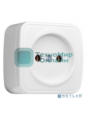 Розетка 1-местная ОП 16А с заземлением белая EKF Basic Минск