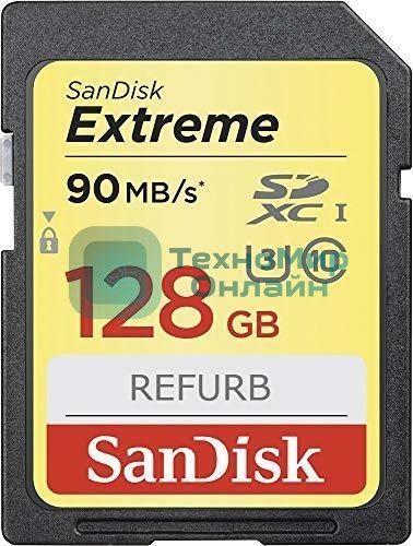 Флеш карта SD 128Gb SanDisk SDXC Class 10 V30 UHS-I U3 Extreme 180MB/s