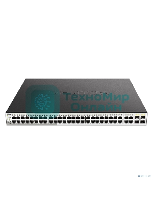 Коммутатор DGS-1210-52MP/F Smart L2 Switch 48х1000Base-T PoE, 4хCombo 1000Base-T/SFP, PoE Budget 370W, Compact CLI