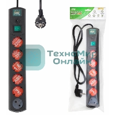 Сетевой фильтр Most LRG 3 м, 6 розеток, черный (пакет ПЭ)