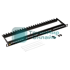 Патч-панель LANMASTER компактная 24 порта, UTP, кат.5E, 0.5U