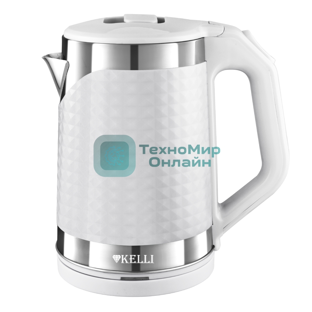 Чайник электрический Kelli KL-1372W 1.8 л, нержавейка+пластик, белый (12)