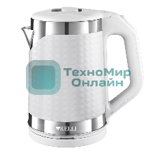Чайник электрический Kelli KL-1372W 1.8 л, нержавейка+пластик, белый (12)