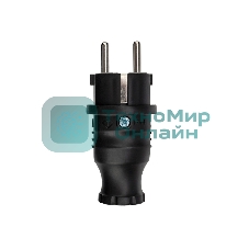 Вилка Rexant прямая влагозащищенная, с/з, 16 А, IP44 каучук