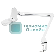 Лупа на струбцине Rexant, квадратная 3D+20D, с подсветкой 6 LED, серия EXPERT, белая