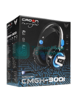 Гарнитура Crown CMGH-3001 чёрный/синий, проводная, подсветка