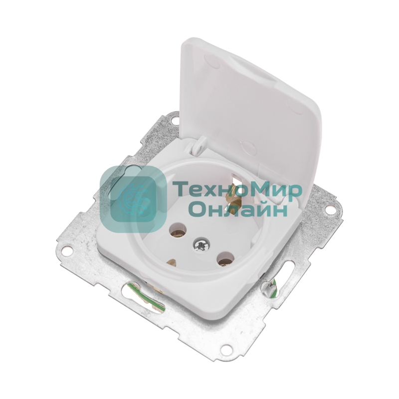 Розетка Kranz 1-ая керамика DEA с/з с крышкой с/у 16А мех. белый